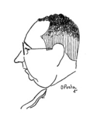 Caricatura de don Antonio Porpeta Clérigo, realizada por Oscar Porta