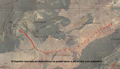 Mapa itinerario, cómo llegar a la cueva de Castrola, click para ampliar